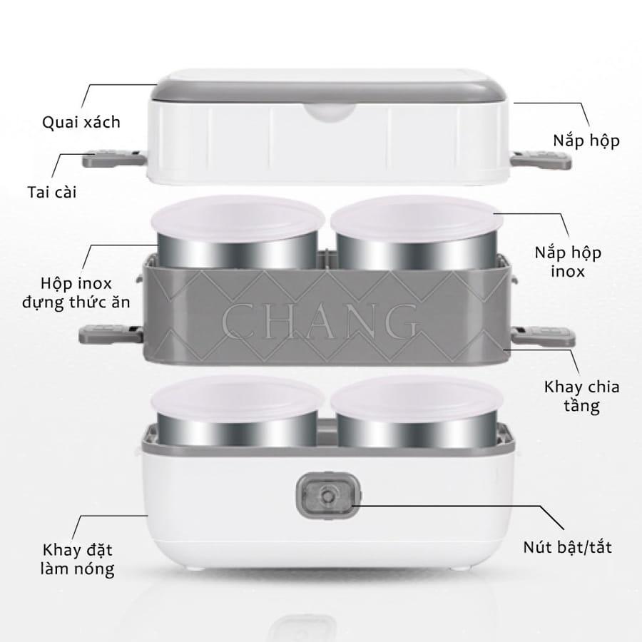 Hộp Cơm Cắm Điện LUNCHBOX Hộp Cơm Văn Phòng 2 Tầng 4 Bát Inox Có Chức Năng Nấu Chín Hâm Nóng Và Giữ Nhiệt