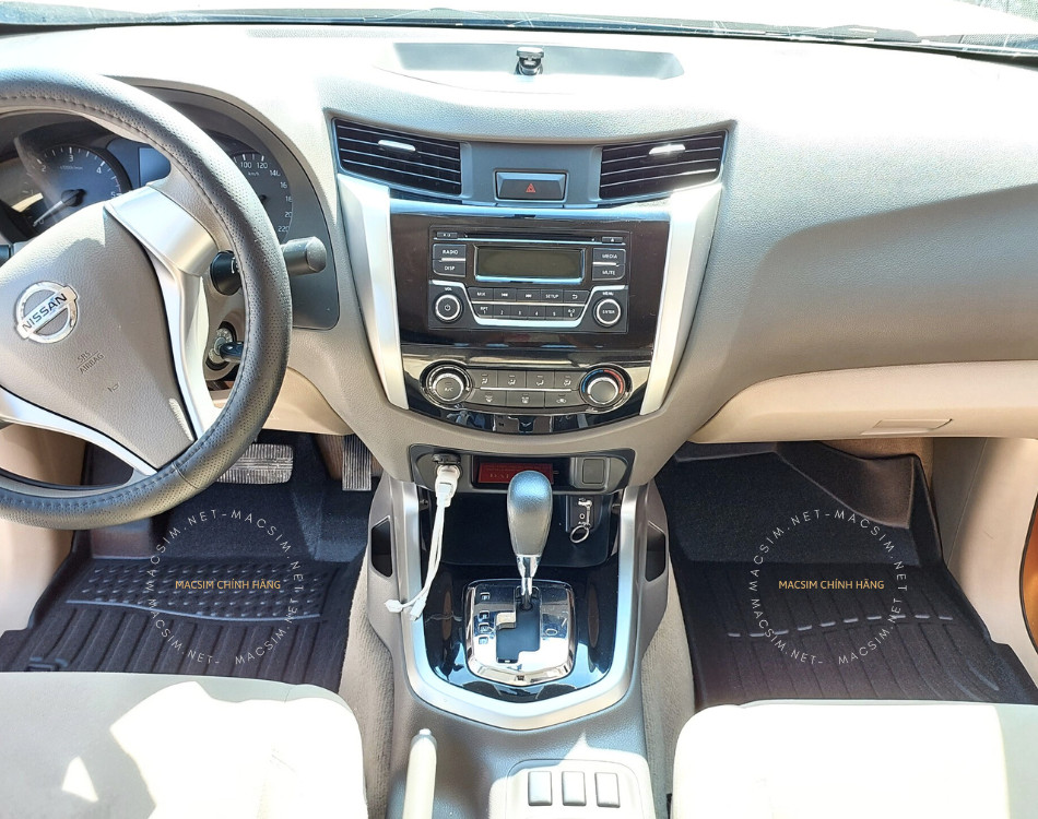 Thảm lót sàn xe ô tô Nissan Navara   2015- 2023  Nhãn hiệu Macsim chất liệu nhựa TPV cao cấp màu đen