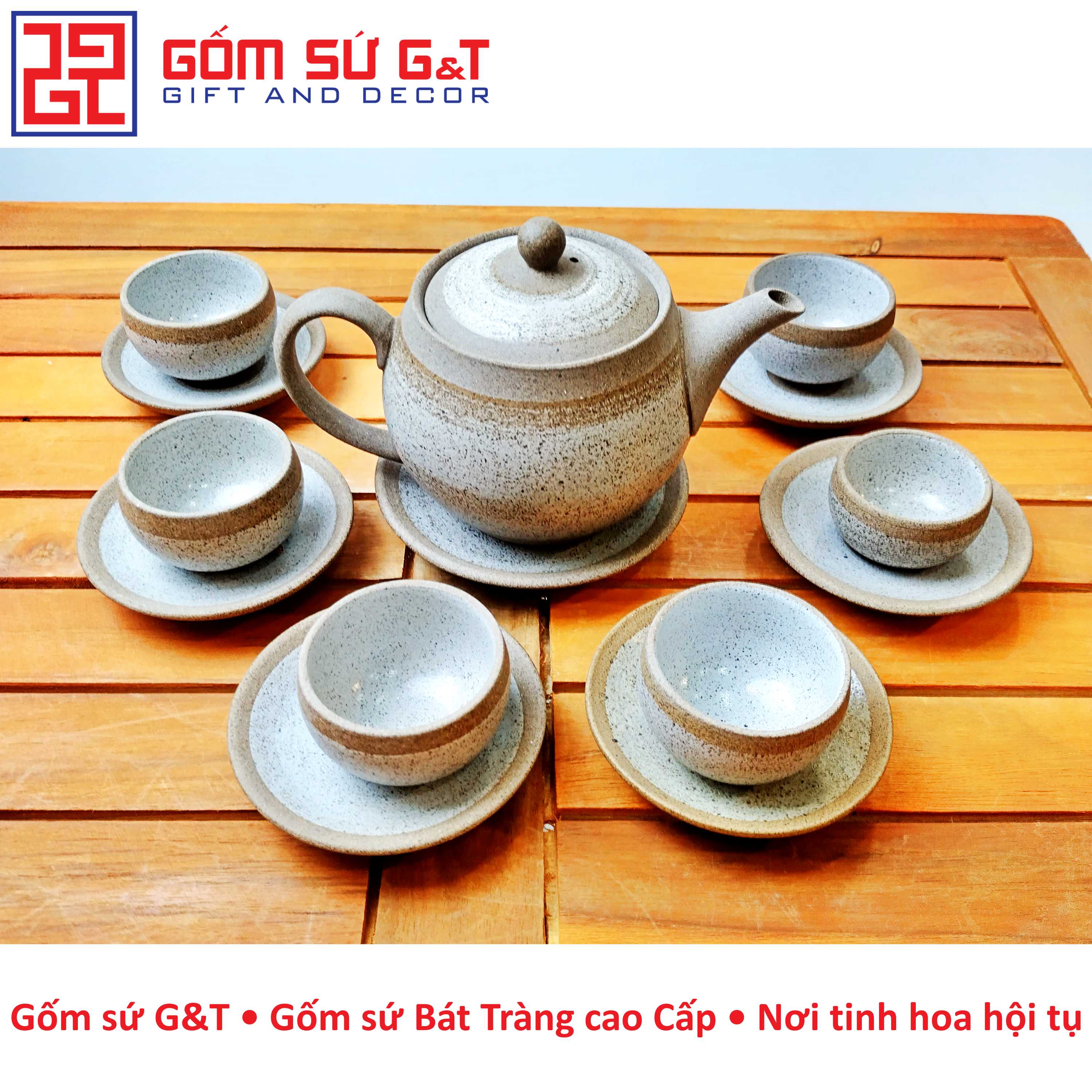 Bộ trà hồng sa dáng bưởi Gốm Sứ G&T