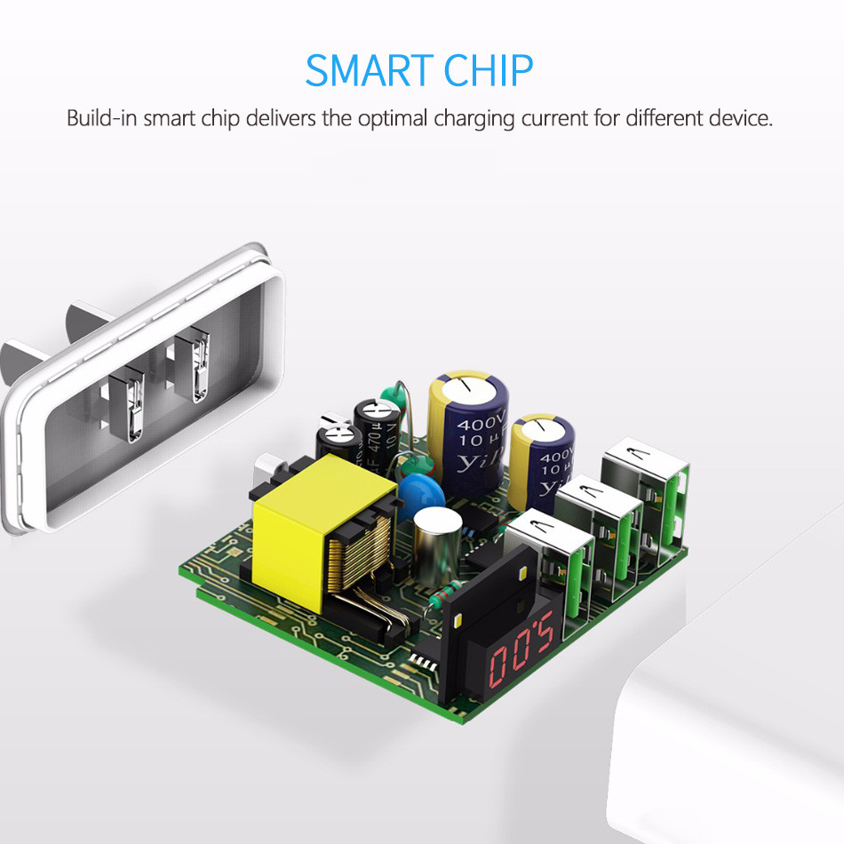 Cóc củ sạc nhanh 3 cổng USB hiệu CHOETECH C0026US cho điện thoại / máy tính bảng Samsung iPhone Huawei Oppo Xiaomi - hàng chính hãng