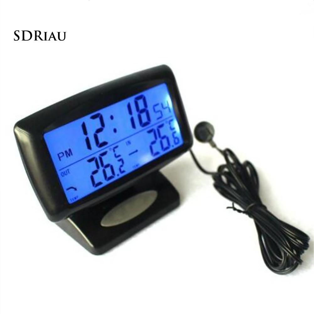 Đồng Hồ Điện Tử Màn Hình Lcd Hiển Thị Nhiệt Độ Và Độ Ẩm Cho Xe Hơi