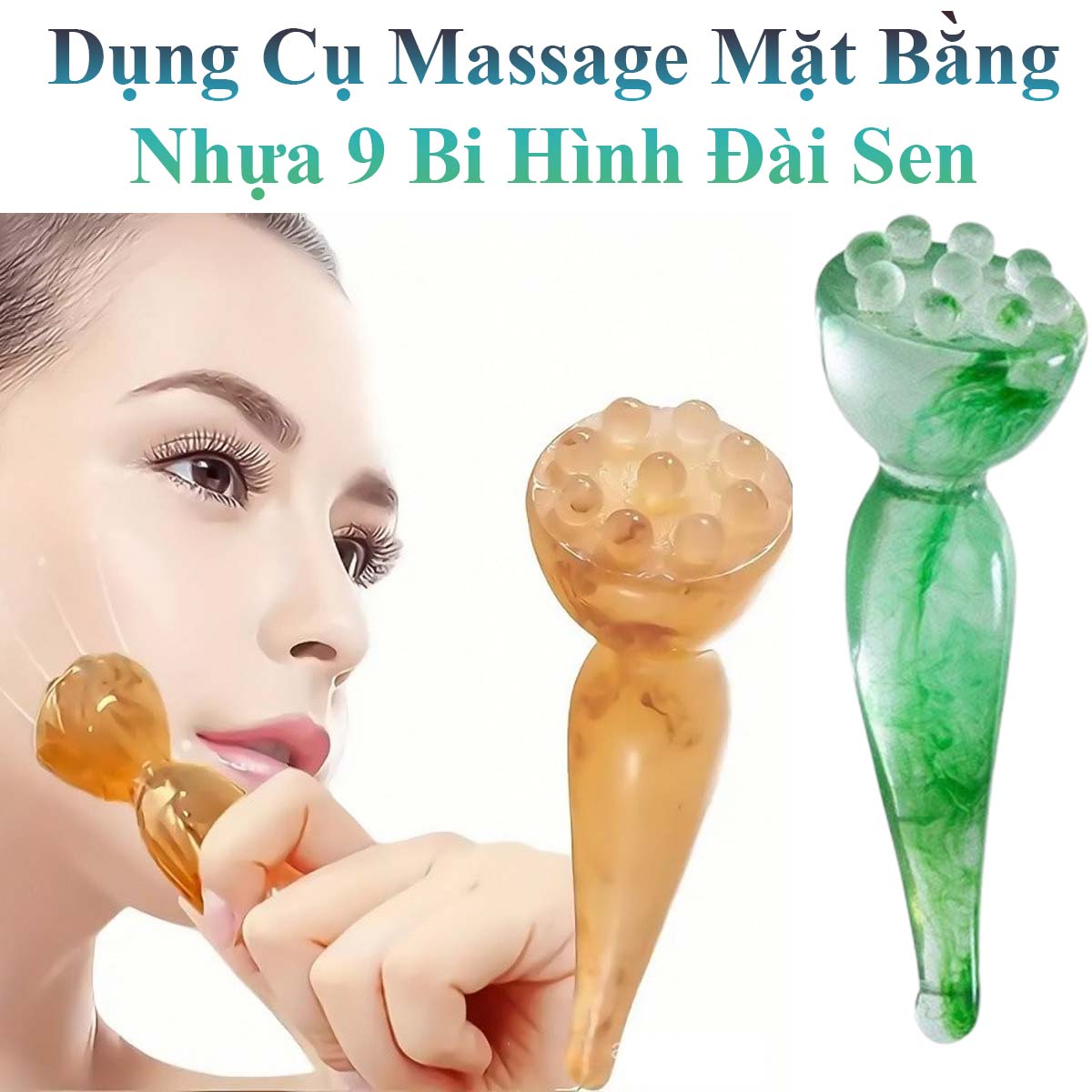 Dụng Cụ Massage Bằng Nhựa Hình Đài Sen 9 Đầu Bi Dài 13Cm