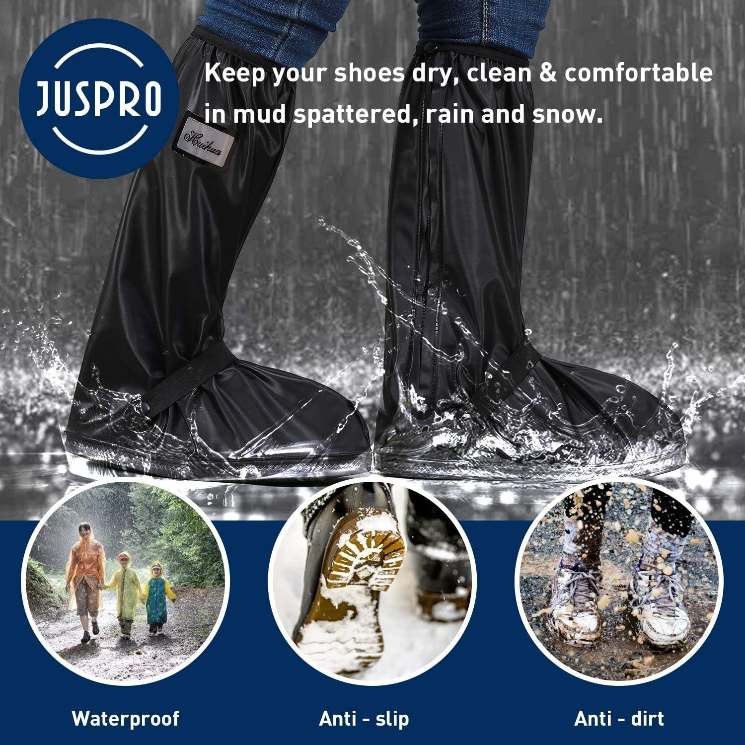 Bọc ngoài chống nước cho ủng đi mưa, galoshes có khóa kéo và phản quang, dành cho thể thao ngoài trời, đi bộ đường dài, leo núi, cắm trại, xe tay ga, du lịch, 1 đôi