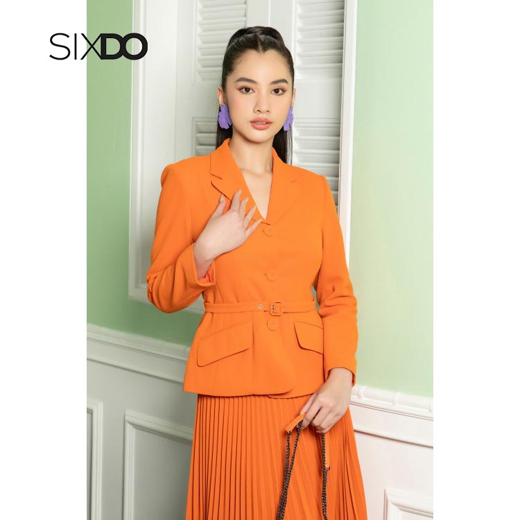 Áo vest woven cài cúc kèm đai thời trang SIXDO