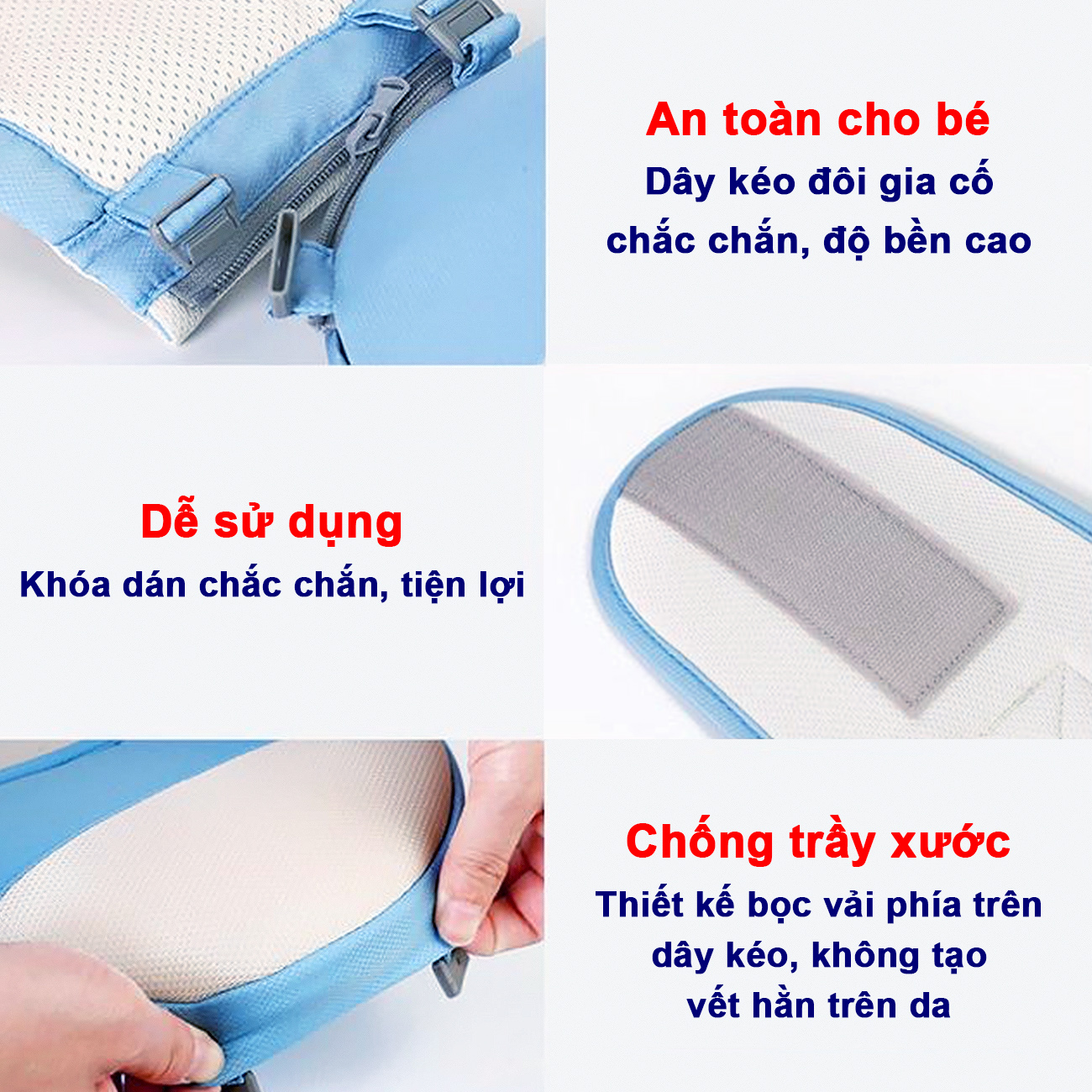 Địu cho bé chống gù, địu em bé đa năng nhiều tư thế có ghế vải lưới thoáng mát cho bé – SSS013