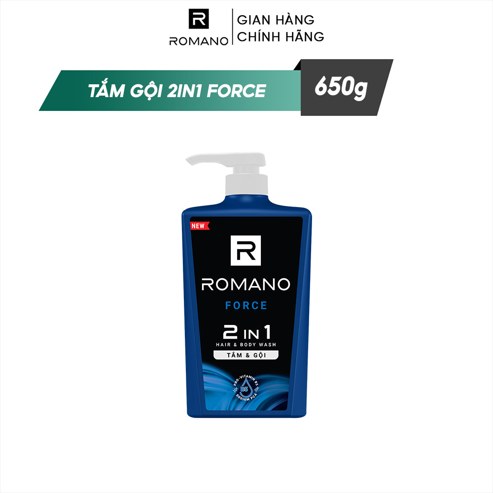 Tắm gội 2 trong 1 Romano Force mạnh mẽ tự tin phiên bản Deluxe nhanh chóng tiện dụng 650gr