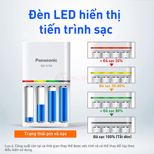 Bộ sạc pin Panasonic Eneloop AA 2000mAh K-KJ55MC40V2 (4 viên) - Hàng chính hãng