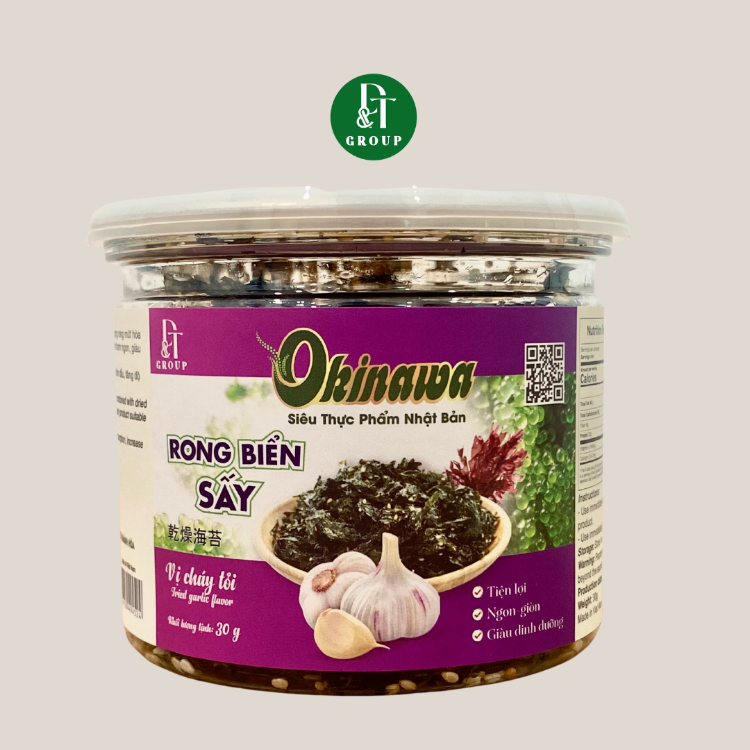 Hộp rong biển sấy khô Okinawa vị cháy tỏi 30g - ăn liền DTFood