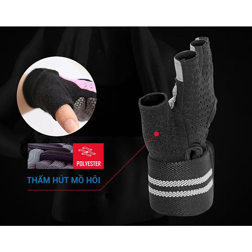 Găng Tay Nửa Ngón Tập Gym, Tập Tạ Tích Hợp Quấn Cổ Tay Aolikes AL113B 113 AL113 - Chính Hãng Aolikes