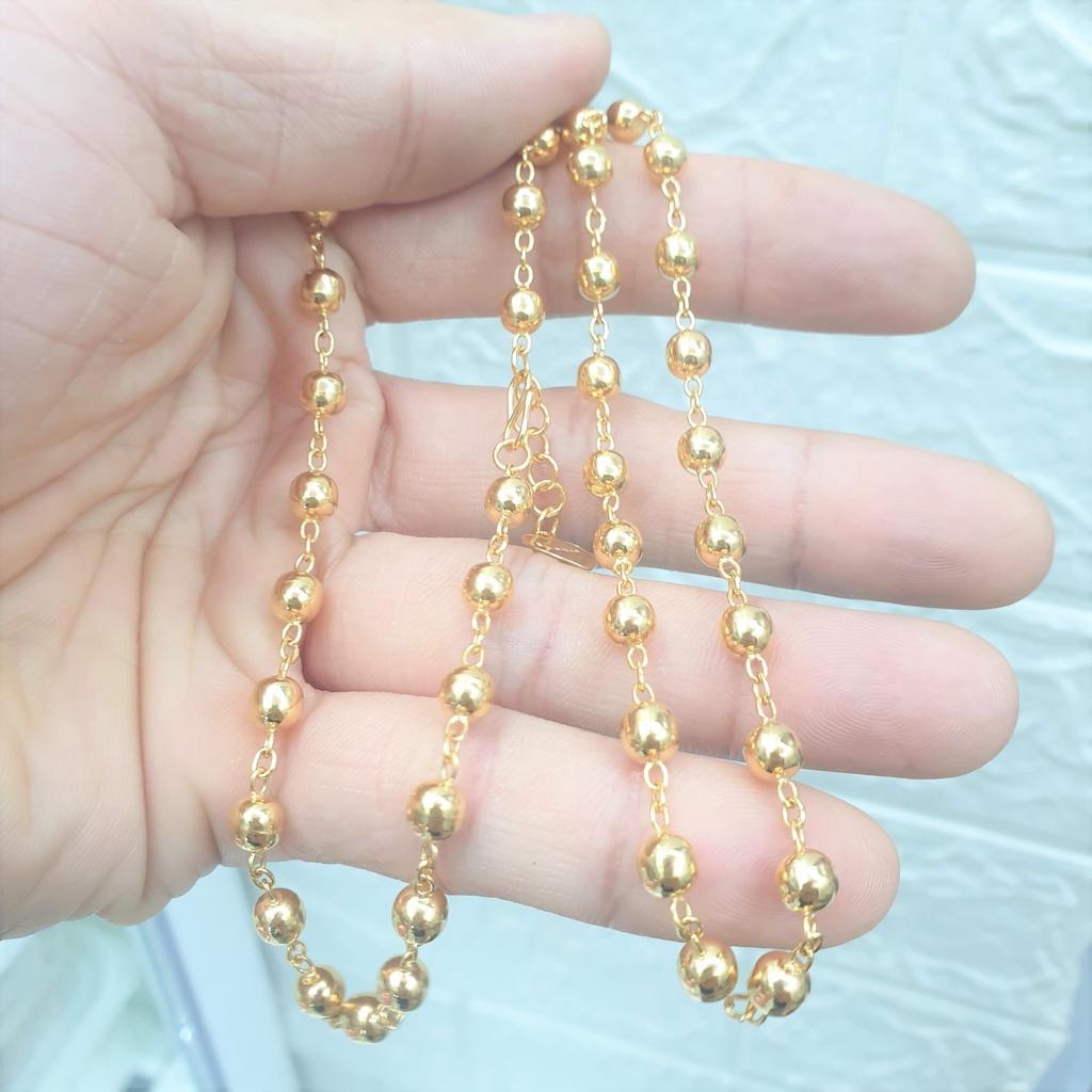 Dây Chuyền Bi 5mm Nữ Rỗng Trơn Cao Cấp -Dùng lâu dài tắm rửa thoải mái không phai