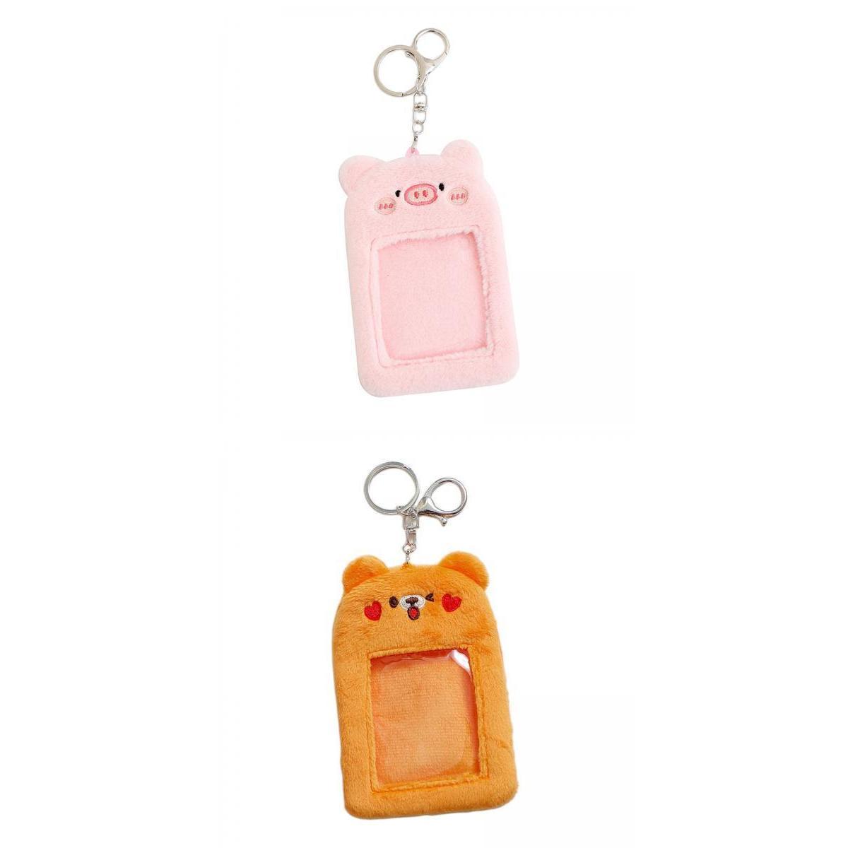 2x Plush Keychain Holder Photo Sleeves Plush Photocard Holder for Wedding