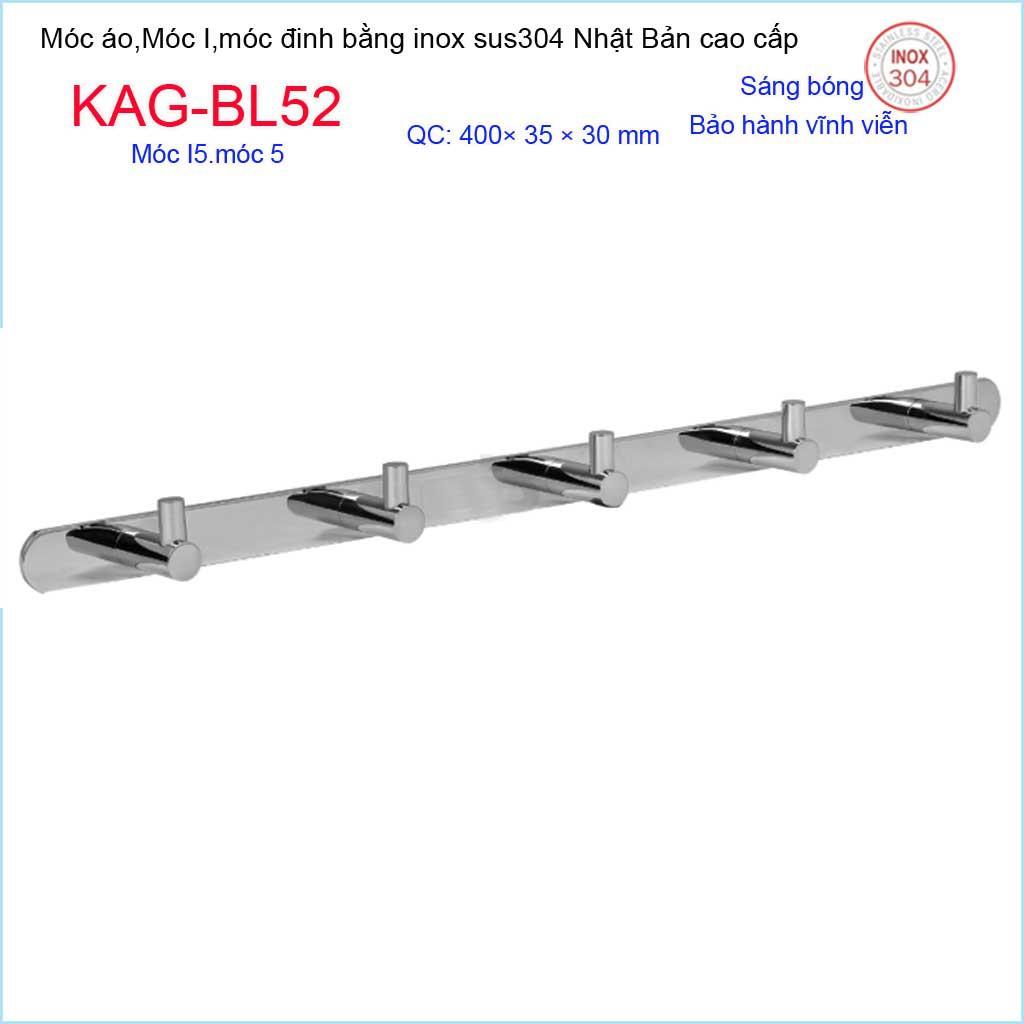 Móc treo đồ phòng tắm, Phụ kiện phòng tắm cao cấp Kace, Móc I5 treo đồ inox 304 Nhật Bản KAG-BL52