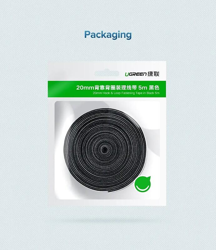 Ugreen UG40354LP124TK 2M Black Velcro Cable Organizer Black - HÀNG CHÍNH HÃNG