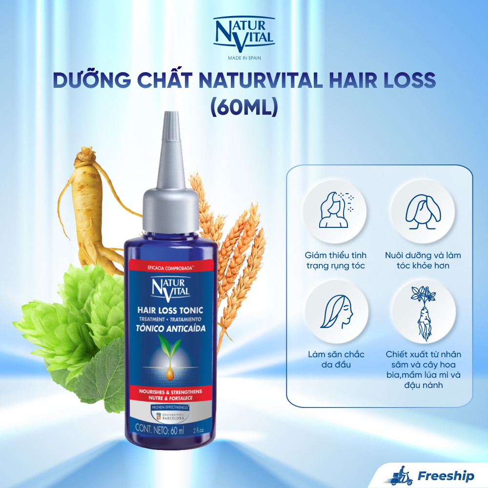 Dưỡng Chất NaturVital Hair Loss Chiết Xuất Nhân Sâm & Cây Hoa Bia Hỗ Trợ Giảm Rụng Chuyên Sâu, Giúp Nuôi Dưỡng, Làm Săn Chắc Tóc Và Da Đầu