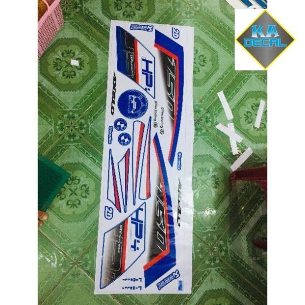 Tem rời Axelo HP4 dán xe trắng xanh