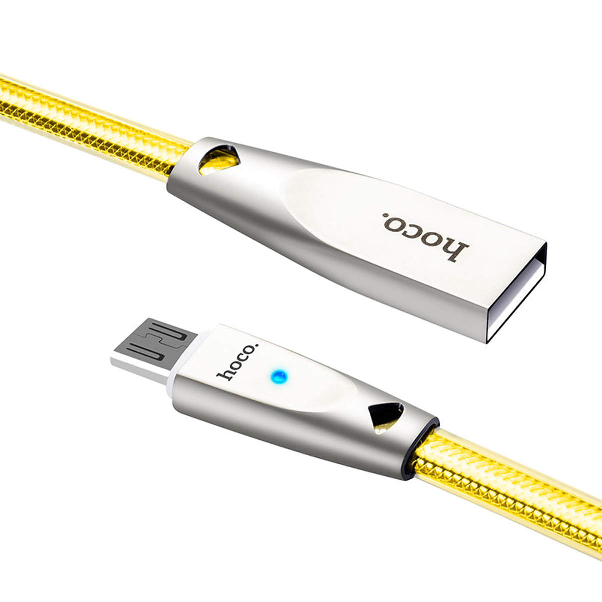 Combo Cáp HOCO U9 dài 2M Micro USB  có đèn LED + Tặng Dây Quấn Cáp - Chính Hãng