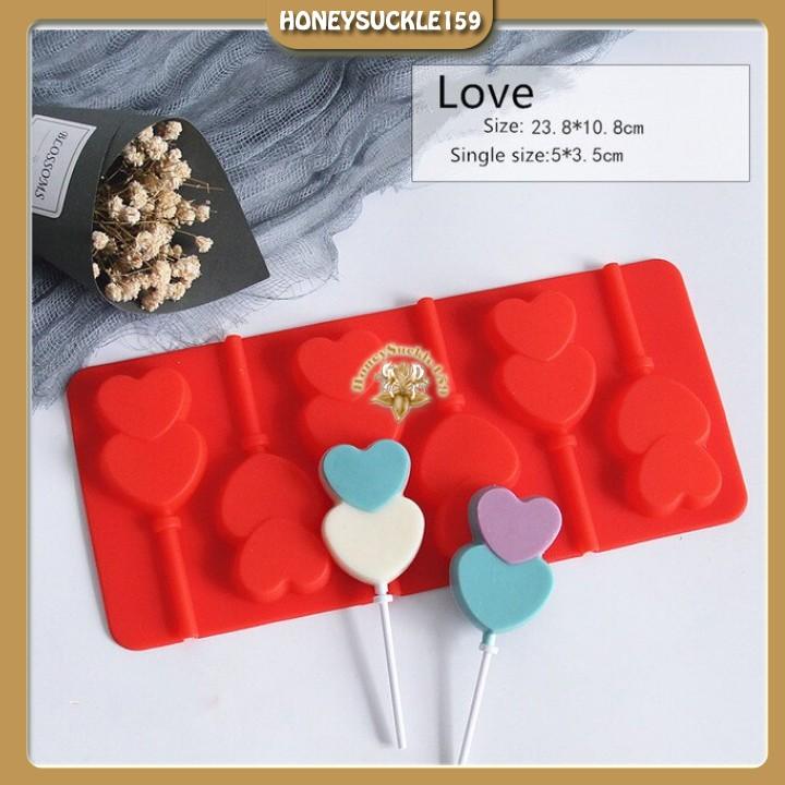 Khuôn Silicon Đổ Socola/Thạch/Kẹo Lollipop/Kẹochipchip Hình Love
