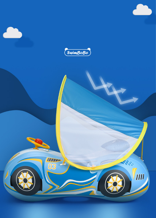 Phao Bơi Xe Ô Tô Có Mái Che Cho Bé Yêu SwimBoBo Sports Car Cover