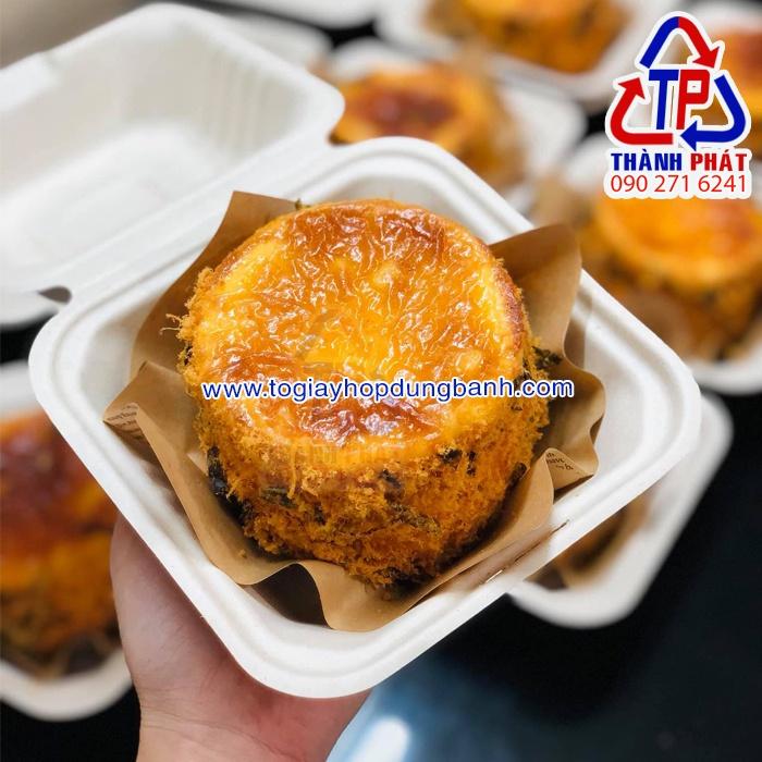 Hộp bã mía đựng bánh mochi chấm kem sữa- Hộp bả mía đựng bánh gato - bento cake - đựng bánh kem 10cm
