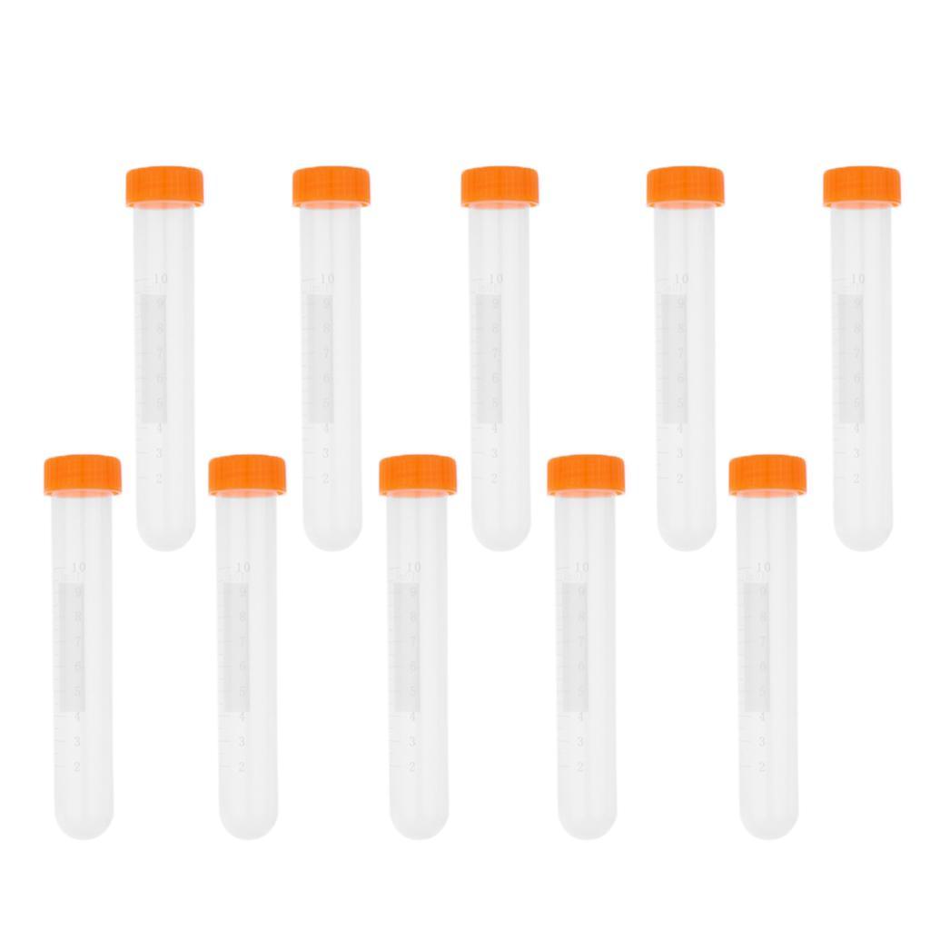 20Pcs Plastic Graduated Cylinder Centrifuge Tube Laboratory Test w/ Lid 10ml