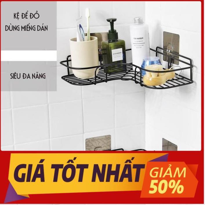 Kệ góc nhà tắm để phòng bếp gắn tường đựng đồ đa năng thông minh dán không cần khoan - tam giác sắt