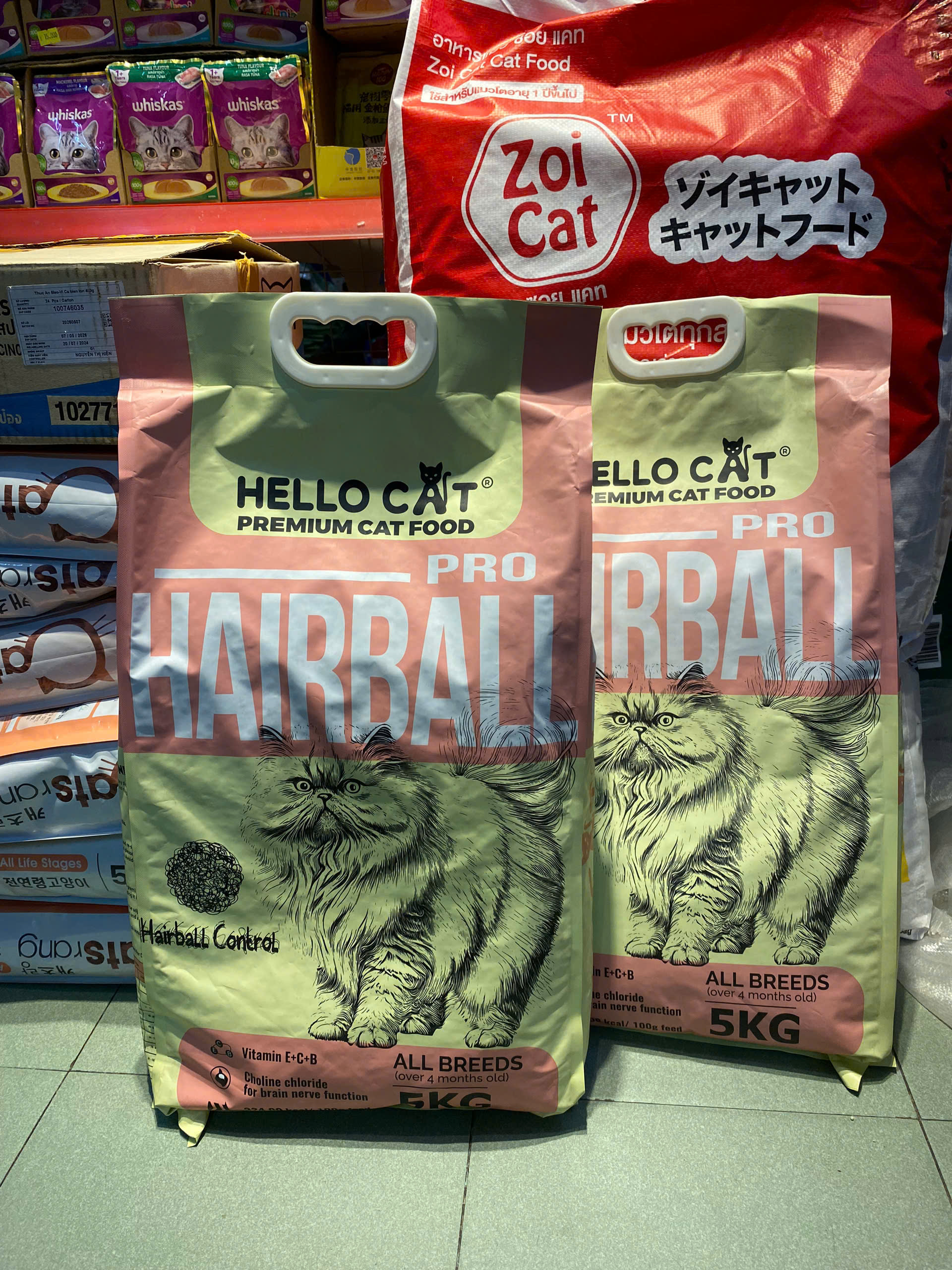 Thức ăn hạt khô hỗ trợ tiêu búi lông cho mèo mọi lứa tuổi HELLO CAT 5kg nguyên seal