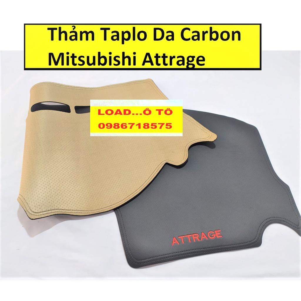 Thảm Taplo Chống Nắng Xe Mitsubishi Attrage 2023-2018 Mẫu da Carbon, Nhung Lông Cừu (có lớp chống trượt)