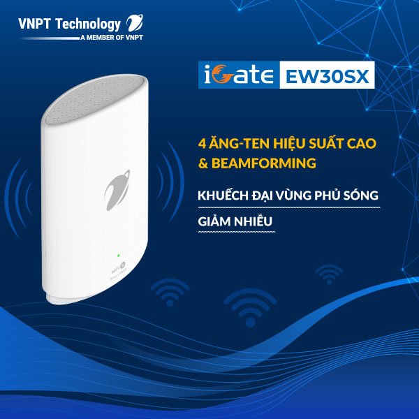 Bộ phát Router Wifi VNPT Technology iGate Ew30SX Wifi 6 chuẩn AX tốc độ cao 3000Mbps hàng chính hãng