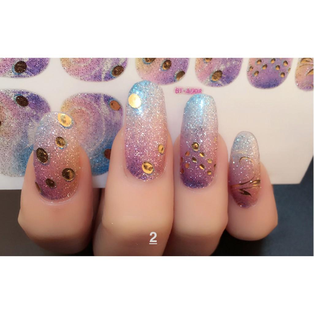 Lô 12 sticker móng tay nail art chấm tròn- quà tặng giũa mini và 2 khăn khô vô trùng