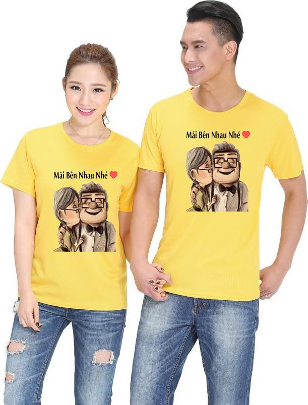 Bộ Áo Thun Đôi Nam Nữ Màu Vàng A326