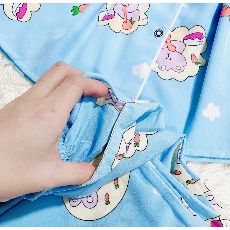 Bộ pịama mặc nhà, lụa Hàn mát mịn