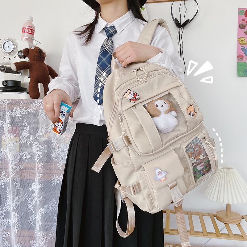 Balo Ulzzang Nam Nữ Basic Hàn Quốc Dễ Thương, Balo Nữ Đi Học Thời Trang Nhiều Ngăn BL09