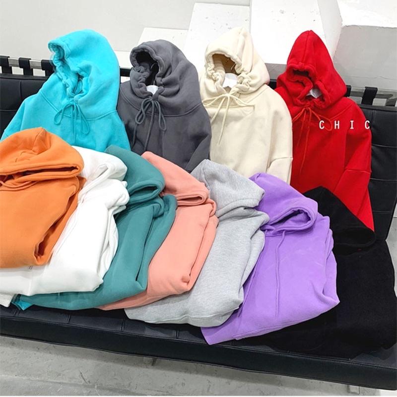 Áo hoodie trơn - chất nỉ cotton lót bông,form mũ to (có video cận chất