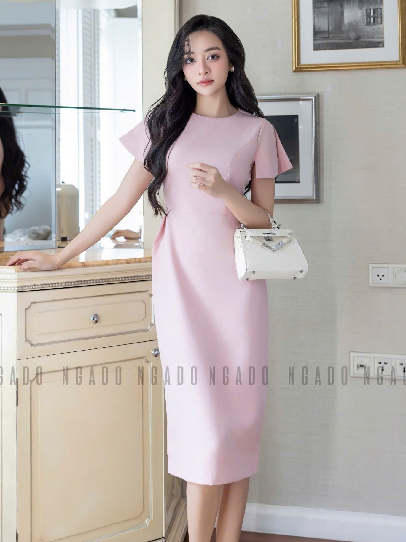 Đầm hồng bút chì NGADO , đầm nữ , đầm thời trang , váy đi biển