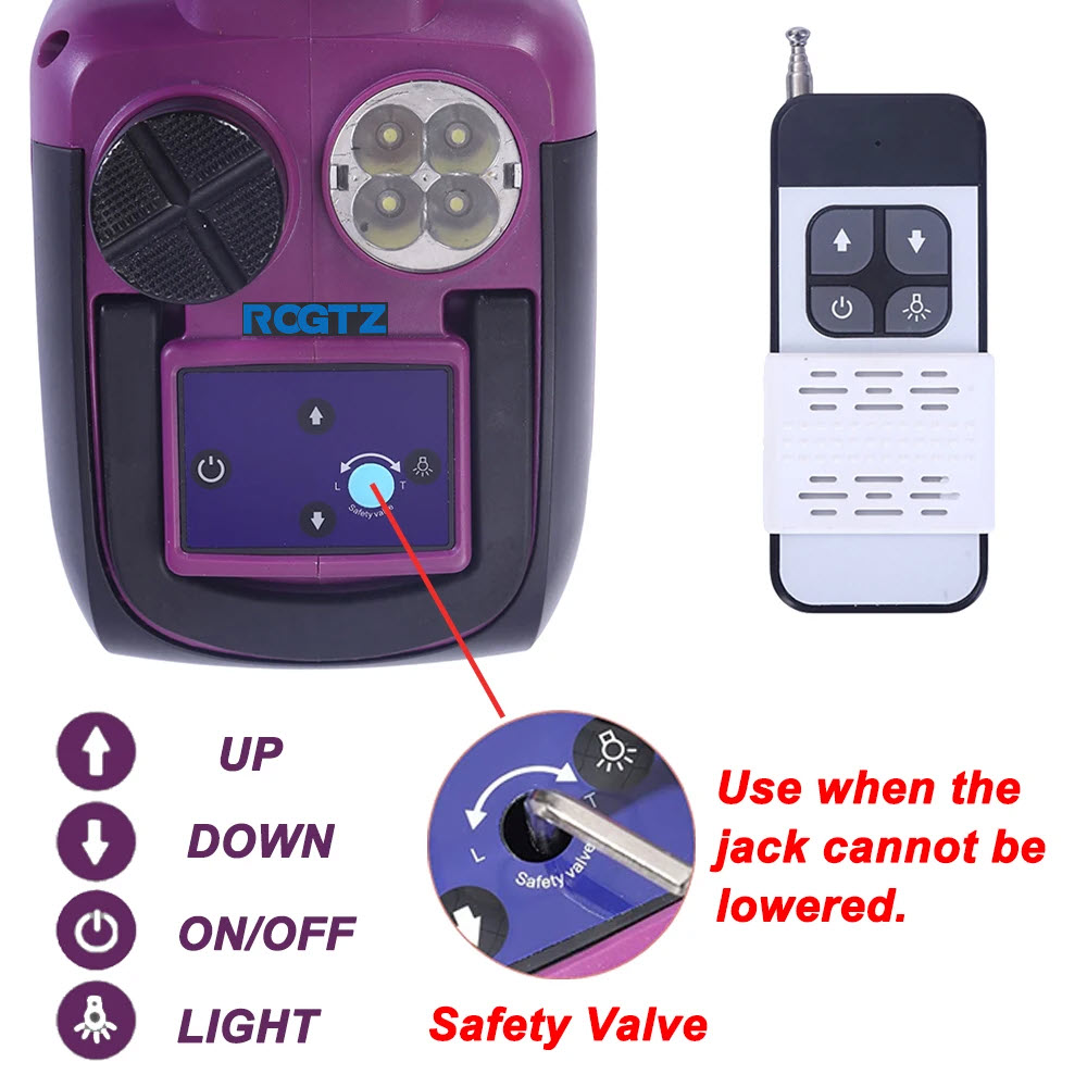 Bộ Kích Nâng Gầm Thủy Lực Ô Tô Trọng Tải Tối Đa 5 Tấn Dùng Pin Hoặc Nguồn 12V Chiều Cao Nâng 155-450mm Có Điều Khiển Từ Xa. Cordless Electric Jack Kit 5 Ton Electric Hydraulic Jack 155-450mm Lifting Jack with 2 Battery - Hàng Chính Hãng