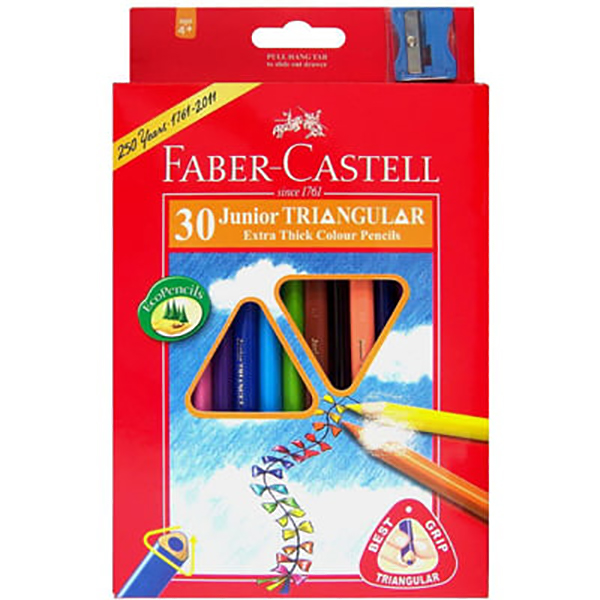 Faber-Castell-11653830-Chì Màu Junior Triangular - 30 Màu Dài + Chuốt