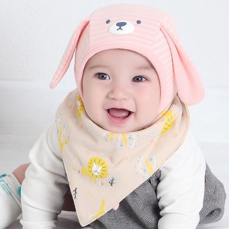 Mũ cotton tai thỏ cho bé