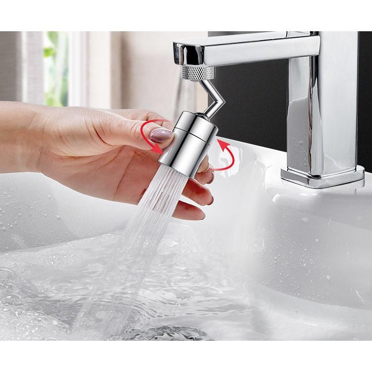 Đầu nối vòi nước tăng áp xoay 720 độ  2 chế độ lắp vòi nước chậu rửa bát , lavabo chật liệu đồng thau chống gỉ