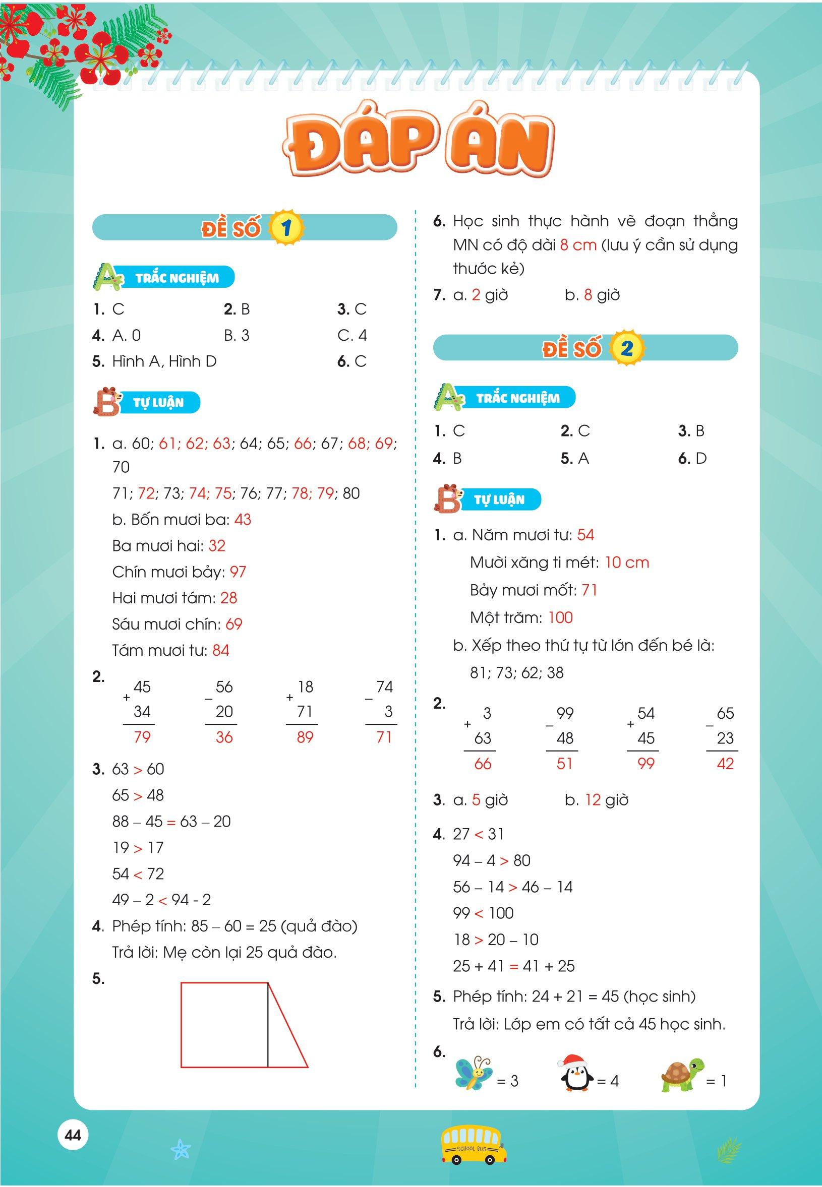 Phiếu Ôn Hè Toán 1 (Theo Chương Trình Giáo Dục Phổ Thông Mới)