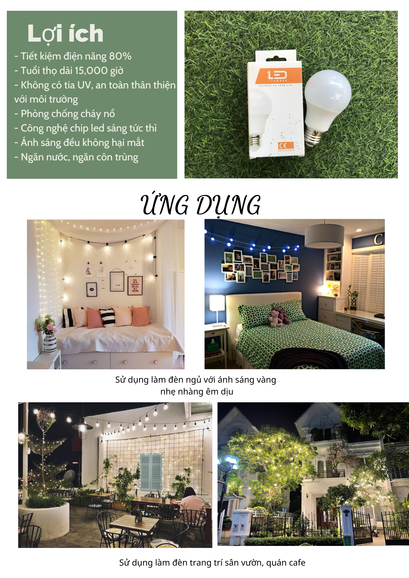 COMBO 5 Bóng đèn LED bulb tròn LEDGOES 3W