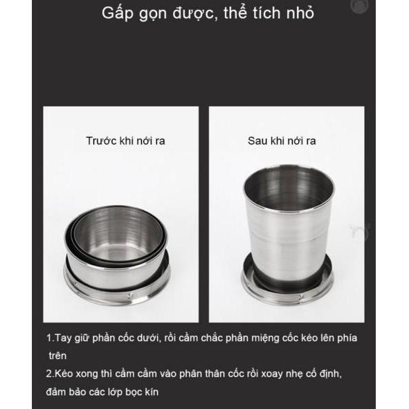 Cốc gấp thép không gỉ tiện lợi