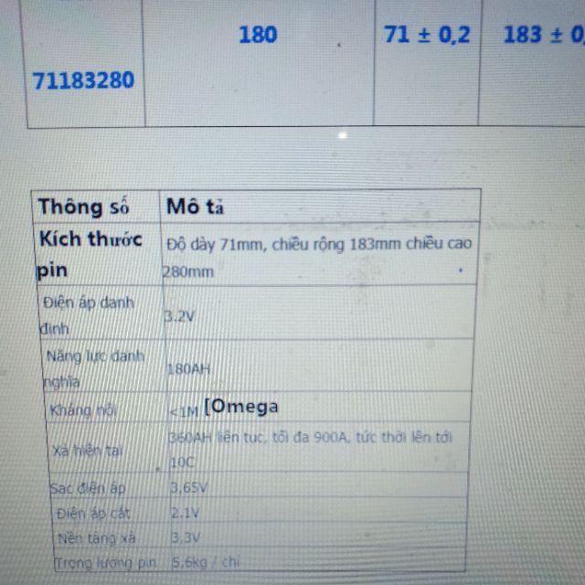 Pin lifepo4 3.2v 180ah tặng BMS