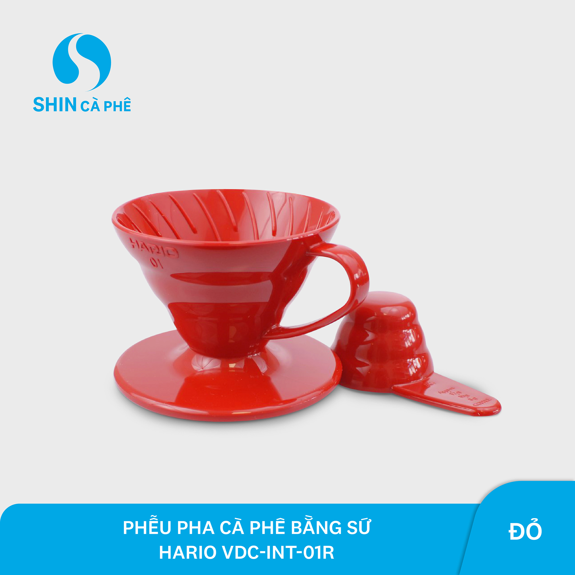 SHIN Cà phê - Phễu sứ lọc cà phê Hario Dripper 1 cup - Đỏ