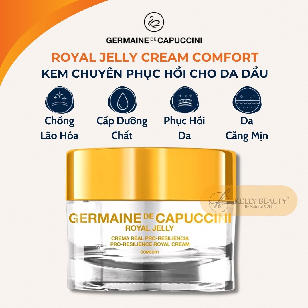 Kem Phục Hồi Da Dầu Germaine Royal Jelly Cream Comfort - Giảm Kích Ứng, Làm Dày Da, Phục Hồi Cấu Trúc Da | Kelly Beauty