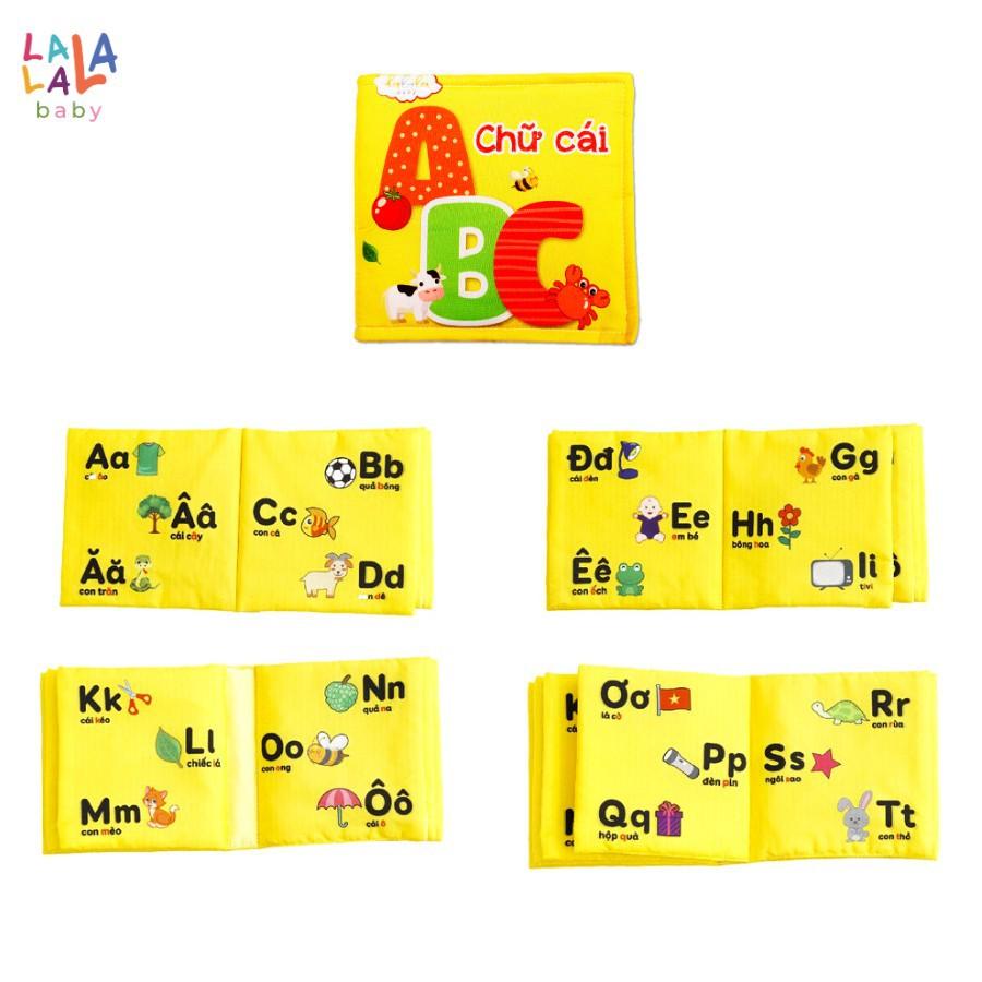 Combo 2 cuốn sách vải Lalala baby, kích thích đa giác quan, kích thước 15x15cm 12 trang