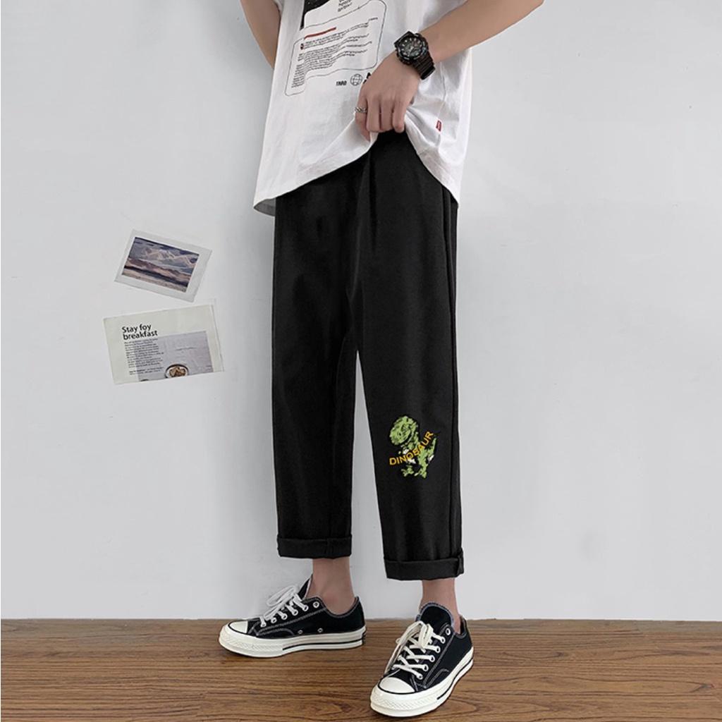 Quần Baggy Kaki unisex Khủng Long, Basic nam nữ cạp chun ống rộng phong cách Hàn Quốc ulzzang - MayLinh shop