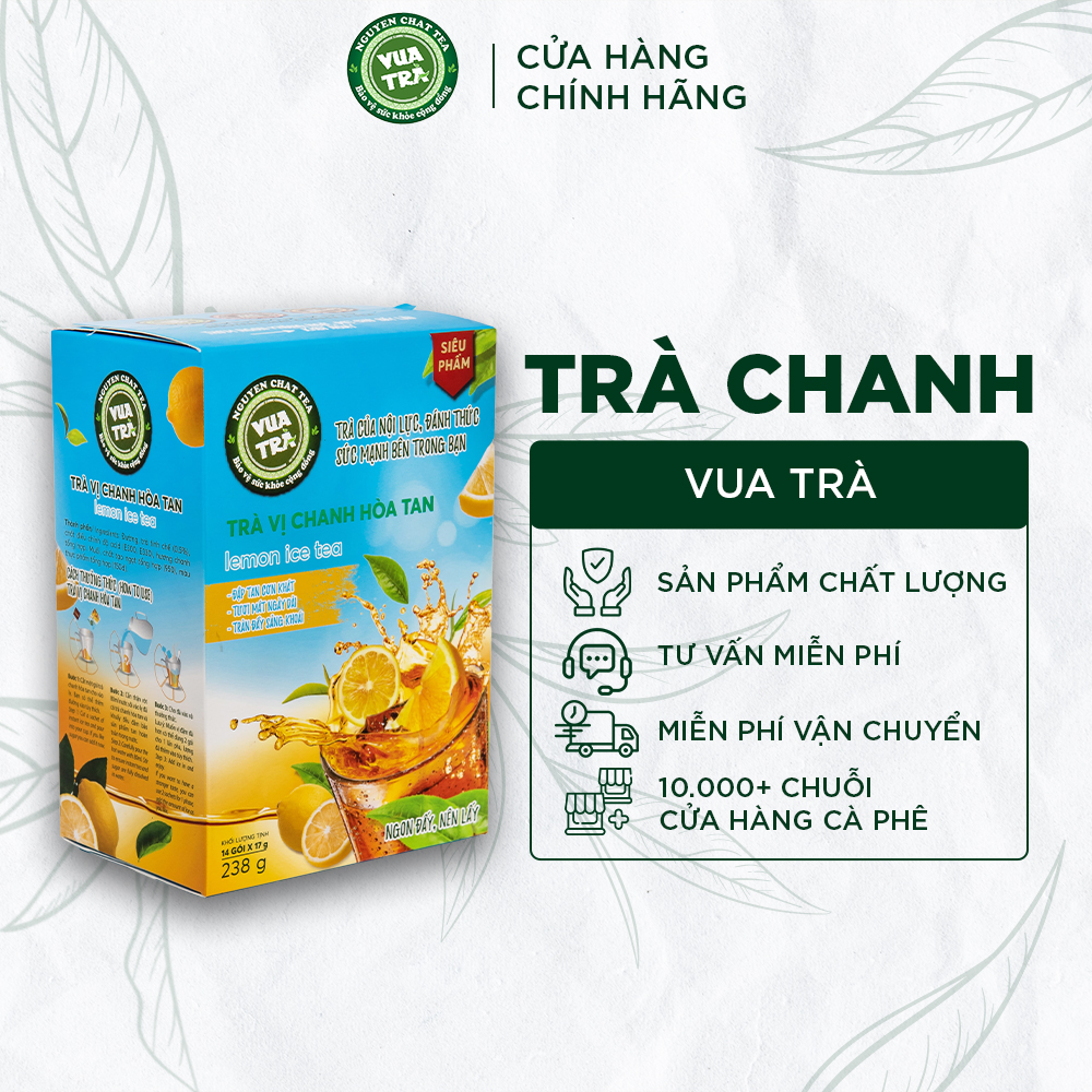 Trà chanh hòa tan giải khát VUA TRÀ tươi mát, cung cấp Vitamin C cho năng lượng ngày dài - 238g