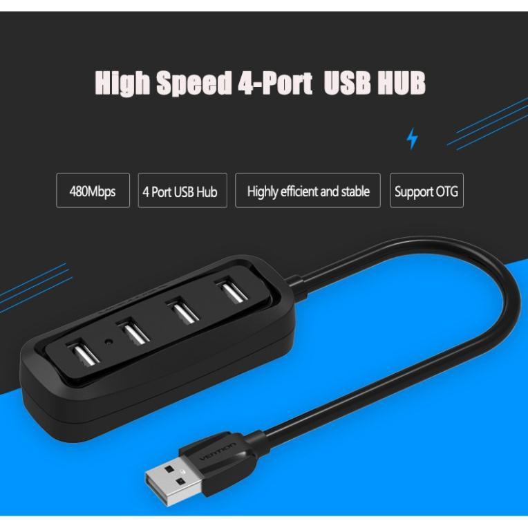 Chia Usb, Hub Vention 4 cổng USB2.0 Hub OTG HUB USB - Hàng Chính Hãng