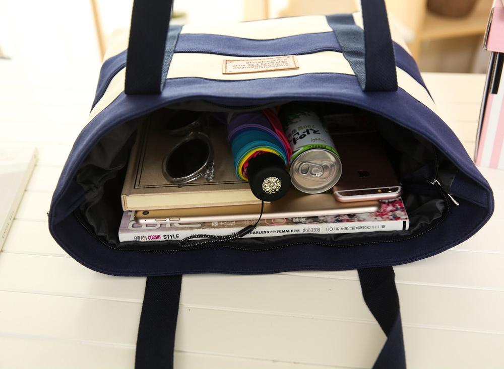 Túi khoác vai tote sọc ngang