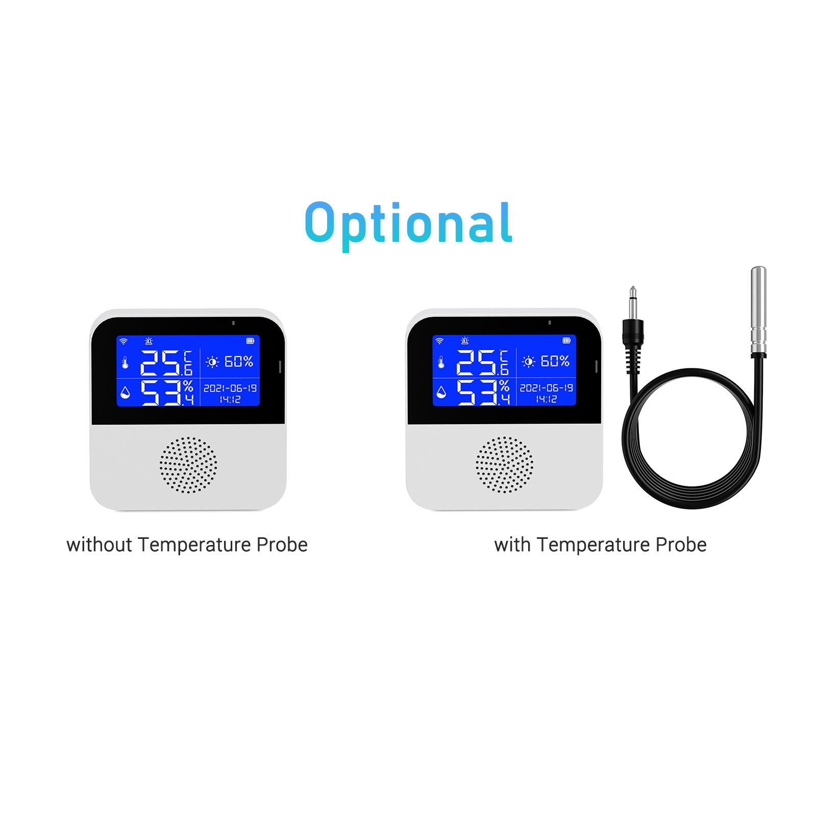 Wi-Fi Temperature Humidity Meter Indoor Hygrometer Temperature Sensor Alarm APP Control 2.9-inch LCD Backlight Display ℃ / ℉ with Time Date for Home